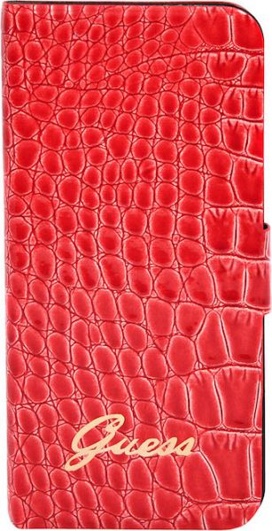 Чехол для телефона Guess для iPhone 5/5S Croco Folio ultra slim Red